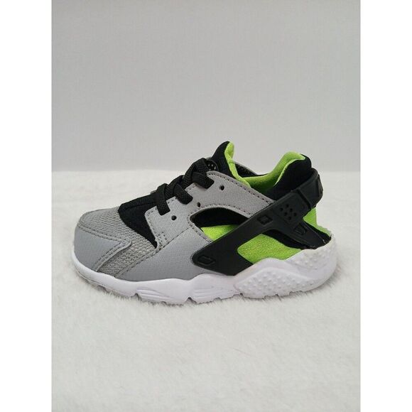 Nike Air Huarache Run Wolf Gray/Volt Green 704949-015 Toddler Size 7C - Picture 2 of 9
